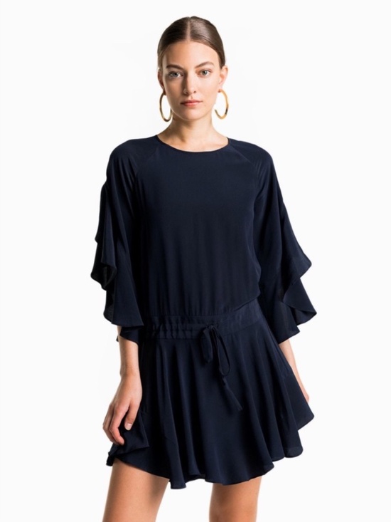 A.L.C. Dresses & Skirts - A.L.C. Cannon Draped-sleeves Silk Mini Dress In Midnight 10